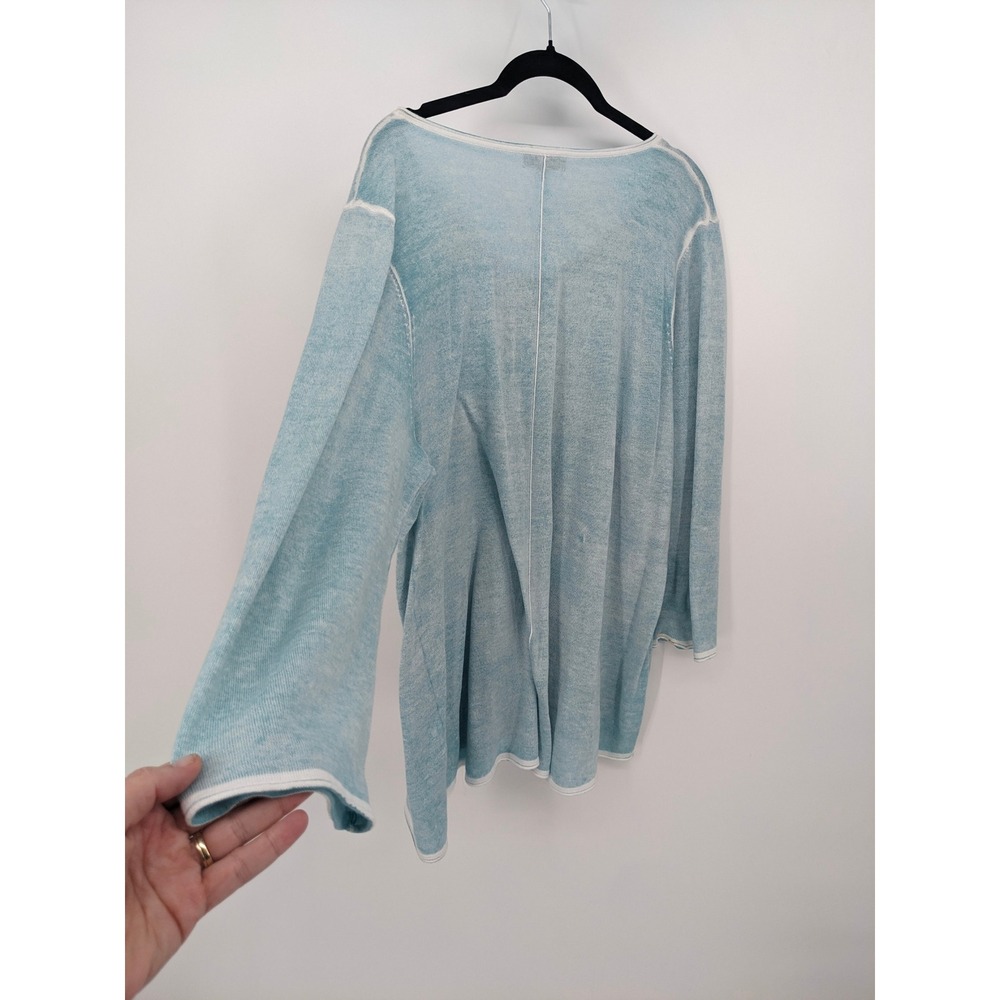 Habitat Sweater Womens Large Blue Marled V Neck Knit Top Soft Lightweight Casual - Picture 6 of 11